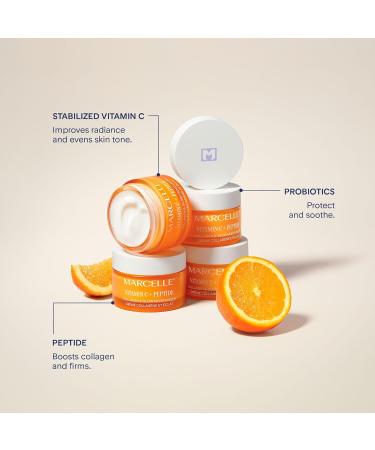 Marcelle Vitamin C + Peptide Collagen & Glow Moisturizer Day & Night Cream Brightening & Smoothing Vegan Cruelty-Free Hypoallergenic Non-Comedogenic Paraben-Free Fragrance-Free 50 mL - Buy Online on SooperMarket.com