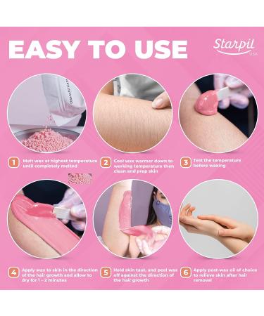 Starpil Wax 1000g Pink Hard Wax Beans - Painless Hair Removal for Face, Bikini, Brazilian - Stripless Wax Beads - Low Temp Polymer Blend - 2.2lb Pack - Buy Online on SooperMarket.com