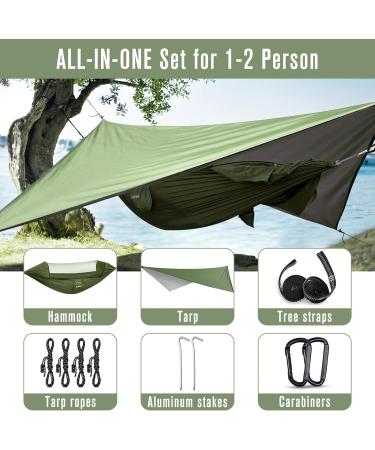 G4Free Large Camping Hammock with Mosquito Net and Rain Fly - 2 Person Portable Hammock with Bug Net and Tent Tarp for Outdoor Hiking and Backpacking - Buy Online on SooperMarket.com