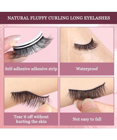 Reusable Self-Adhesive Eyelashes Natural Multiple Fake Eyelashes Natural Look Natural Fluffy Curling Long Eyelashes No Magnet No Glue Eyelashes Waterproof (W12-1 Paired) - Buy Online on SooperMarket.com