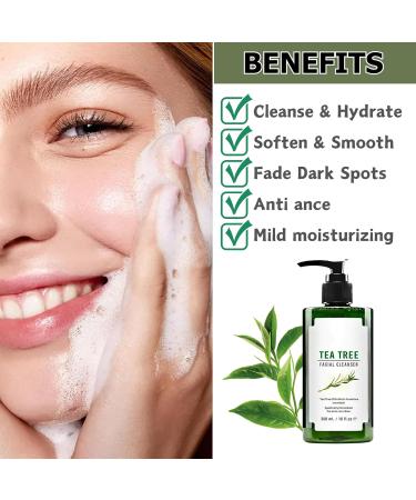 300ml Tea Tree Face Wash Large-capacity Facewash With Tea Tree Oil Tea Tree Acne Face Wash Exfoliating Face Wash Foaming Cleanser For Acne Prone & Oily Skin Face Wash - Soothe Facial Skin Care - Buy Online on SooperMarket.com