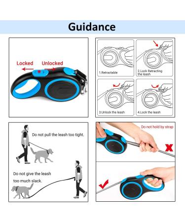 Extendable Dog Lead Tangle-Free Retractable Dog Lead with Anti-Slip Handle 3m 5m 8m Long Anti Theft Dog Leads Strong Nylon Tape Suitable for Small Medium Large Dogs Blue Blue 8 m (Pack of 1) - Buy Online on SooperMarket.com