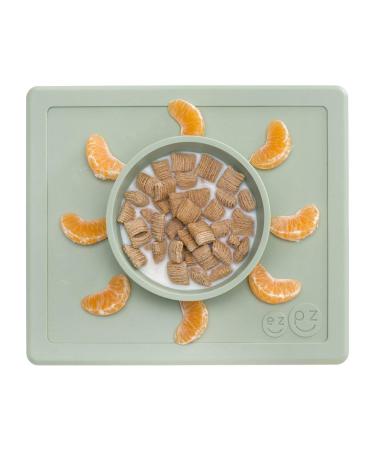 ezpz Happy Bowl (Sage) - 100% Silicone Suction Bowl with Built-in Placemat for Toddlers + Preschoolers Dishwasher Safe