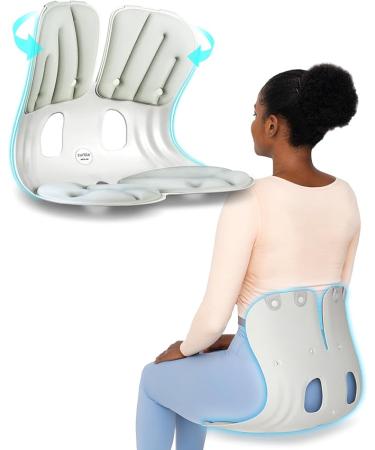 curble Grand, Ergonomic Back and Lumbar Support for Good Posture Correction and Back Pain Relief, Perfect for Office, Floor Seat, and Work from Home, Patented (Grey)