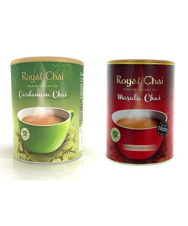 Royal Chai Cardamom Unsweetened 400g and Masala Unsweetened 400g - Premium Instant natural Tea