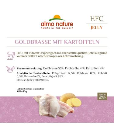 Almo Nature HFC Jelly Dorade with Potatoes - Premium Wet Food for Adult Cats - 24x70g Packs - International Shipping Available - Buy Online on SooperMarket.com