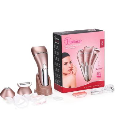Hatteker Electric Razor for Women 3 in 1 Lady Shaver Kit - Cordless IPX7 Waterproof Rechargeable Electric Epilator for Face, Body, and Bikini - Painless and Portable - Buy Online on SooperMarket.com