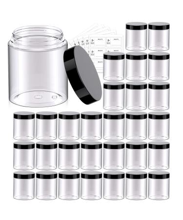 Eternal Moment 8 OZ(240ML) Plastic Jars with Lids 30 Pack BPA Free, Clear Empty Refillable Plastic Cosmetic Containers with Lids for Lotions, Sugar Scrub, Body Butters, Slime, Samples 8 Ounce 30 Pack