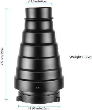 Neewer Medium Aluminum Alloy Conical Snoot Kit with Honeycomb Grid and Color Gel Filters for Bowens Mount Studio Strobe - Photography Flash Light Accessories - Buy Online on SooperMarket.com