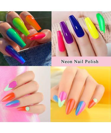 Neon Nail Polish Set - Hot Pink Red Yellow Orange Fluorescent nail Varnish Set for Halloween Party 4 Colors Nail Polish - Quick Dry Nail Varnish Sets for Home DIY Manicure Gifts for Women - Buy Online on SooperMarket.com