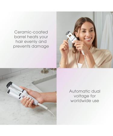 Conair Travel Beach Waver Curling Iron - Portable Triple Barrel Ceramic Hair Waver in White | Travel Smart - International Shipping Available - Buy Online on SooperMarket.com
