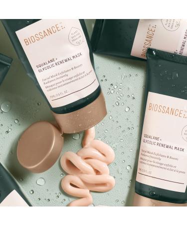 BIOSSANCE Squalane + Glycolic Renewal Mask - Exfoliating Peel & Mask for Fine Lines & Enlarged Pores - AHAs Infused (2.5 oz) - International Shipping Available - Buy Online on SooperMarket.com