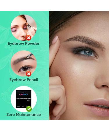 Libeauty Brow Lamination and Color Kit - DIY Eyebrow Perm & Color 2 in 1 | Voluminous Salon Quality Brow Treatment for 2 Months - Brown (10ml) - Buy Online on SooperMarket.com