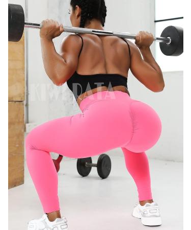 KIWI RATA Women's High Waist Scrunch Butt Yoga Pants - Rose, XL | Tummy Control Sport Leggings - Buy Online on SooperMarket.com