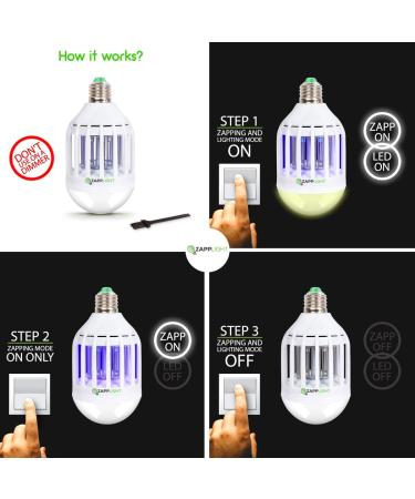 Zapplight ZAP402 Zapplight-Dual LED Lightbulb and Bug Light Zapper Pack of 2 - Buy Online on SooperMarket.com
