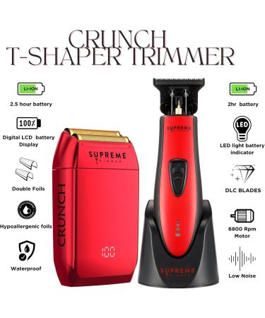 Supreme Trimmer 2-in-1 DLC T-Shaper & Crunch Foil Shaver | Electric Razor & Beard Trimmer Kit | International Shipping Available - Buy Online on SooperMarket.com