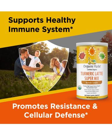 Organic Veda Turmeric Golden Super Milk Latte Mix - USDA Certified, High Curcumin & Ayurvedic Herbs for Energy, Focus & Immune Support - 8 oz - Buy Online on SooperMarket.com