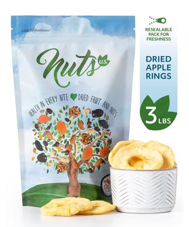 NUTS U.S. Dried Apple Rings - Chewy Texture, Juicy & Natural, 3 lbs - No Added Sugar, Non-GMO, No Artificial Color - Buy Online on SooperMarket.com