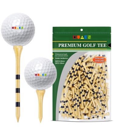 HUAEN Golf Tees Bamboo Tees 150 Pack 3-1/4 Inch Unbreakable Long Tees Bulk Low Friction and Resistance