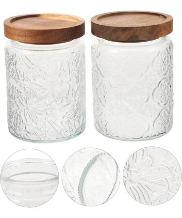 Alipis 2pcs Glass Jar Cereal Container Candy Jar Canisters Household Dried Food Container Household Storage Jar Candy Container Storage Accessory Snack Holder Cereals Wood Tea - Buy Online on SooperMarket.com