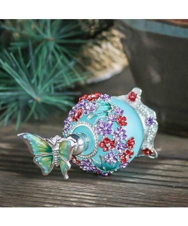 H&D Retro Frosted Blue Glass Perfume Bottle 23ml with Butterfly Stopper - Refillable & Stylish International Shipping - Buy Online on SooperMarket.com