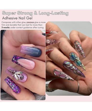 Senvenski Nail Rhinestone Glue Gel Set - 8ml x 2 with Brush & Pen Tip for Nail Art Decorations - Buy Online on SooperMarket.com