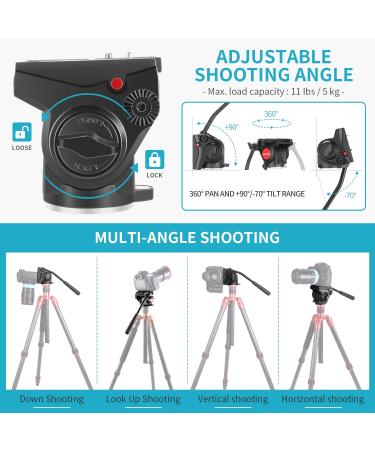 Neewer Heavy Duty Video Camera Tripod Fluid Drag Pan Head - DSLR Video Camcorder Shooting - 11 lbs Capacity - Buy Online on SooperMarket.com