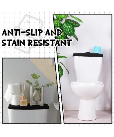 4 Pcs Black Fabric Stretch Toilet Tank Lid Cover Set - Bathroom Decor Accessories - 15.75 x 16.93 Inches - Buy Online on SooperMarket.com