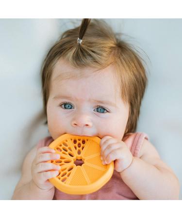 Nuby 100% Soft Silicone Teether with Massaging Bristles - Orange | Soothes Baby's Gums - Buy Online on SooperMarket.com
