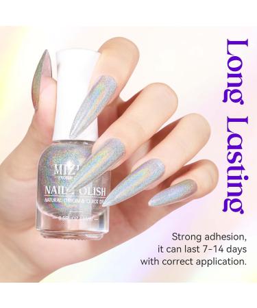 MIZHSE 15ML Quick Dry Holographic Nail Polish Shimmer Glitter Nail Polish Varnish Magic Colour Change Iridescent Nail Lacquer Long Lasting No Need Lamp Cure 001 LSZJY001 - Buy Online on SooperMarket.com