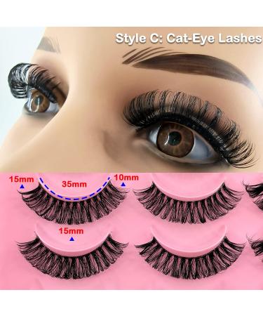 20 Pairs Russian Strip Lashes - D Curl Cat-Eye Wispy False Eyelashes with Clear Band | Natural Look & Volume - Heracks - Buy Online on SooperMarket.com