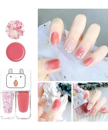 2 In 1 Pink Glitter Nail Polish Nail Varnish Set Peel off Coral Pink Quick Dry Long Lasting Kids Nail Polish Holographic Water Based Formula No UV Needed Non-toxic for Girls DIY Nail Art at Home - Buy Online on SooperMarket.com