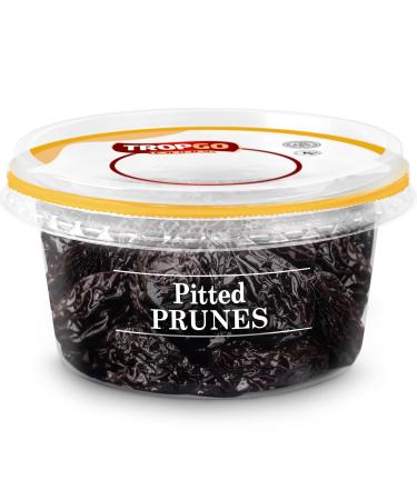 Tropgo Pitted Prunes 220g - Dried Fruit in Resealable and Recyclable Tub - Quick Energy Boost & Wholesome Trail Mix - Ready-to-Eat Dehydrated Fruit Snacks for Kids and Adults