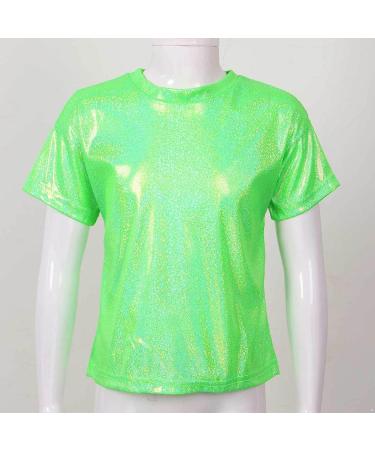 KKmeter Kids Short Sleeve Metallic Green Dance T-Shirt - Size 6-7 - Buy Online on SooperMarket.com