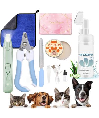 Dog Paw Cleaner dog paw cleaner Pet Pfote Cleaning set with 150ml/5.12fl.Oz clean foam microfiber towel feet balm electrical paw trimmer with led light nail knip