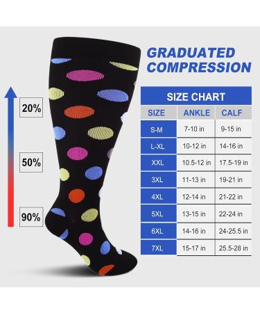 Zfsock Compression Stockings for Thick Calves | 20-30mmHg Medical Support Socks for Men & Women | XXL Point Pattern Travel & Nursing Socks - Buy Online on SooperMarket.com