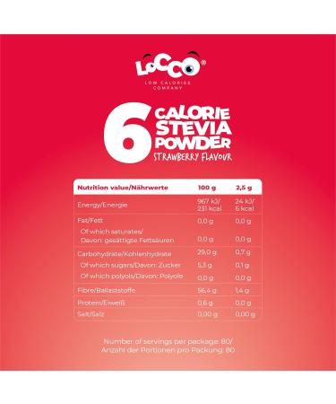 Locco Strawberry Flavour Powder 200g | Low Calorie Vegan Keto | 6 Calories, 0g Fat | Stevia Sweetened | Sugar-Free Natural Aromas | Dietary Supplement - Buy Online on SooperMarket.com