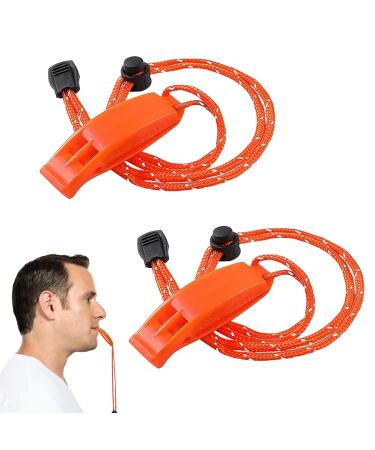 Brohiazao 2 pieces of emergency pipe signal pipe with reflective surroundings adjustable safety pipes trill whistle orange suitable for use as a rescue pipes training pipes.
