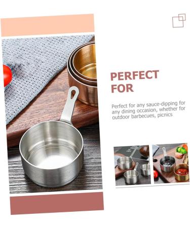 PRETYZOOM 4pcs Stainless Steel Sauce Cup Dipping Bowls with Handle Chip and Dip Bowl Stainless Steel Dipping Bowls BBQ Sauce Bowl Pudding Cups Mini Sauce Seasoning Cup Household 10x6cmx4pcs Silverx4pcs - Buy Online on SooperMarket.com