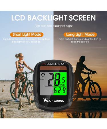 Bike Computer with Solar Energy | Wireless Bicycle Speedometer & Odometer | Waterproof LCD Backlight | Multi-Function Cycling Computer - Buy Online on SooperMarket.com