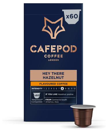 CafePod Flavoured Coffee Pods Nespresso Compatible Hazelnut 60 Aluminium Capsules Hazelnut 60 count (Pack of 1)