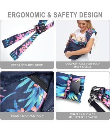 CUBY Portable Breathable Baby Sling | Adjustable 3D Mesh Fabric Wrap | Toddler Carrier for Newborn to 24 Months | Quick Dry & Lightweight | Tropical Rainforest Design - Buy Online on SooperMarket.com