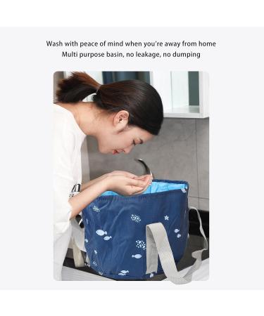 Portable Waterproof Collapsible Foot Bath Tub High Temperature Resistance Multi Purpose with Water Based Printing Sturdy Handle for Travel Picnic Camping (Navy Whale) - Buy Online on SooperMarket.com