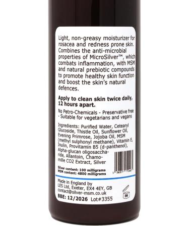 argentum plus Silver-MSM Rosacea Face Cream 100 ml | Light non-fragranced moisturizing cream for rosacea and redness prone skin - Buy Online on SooperMarket.com