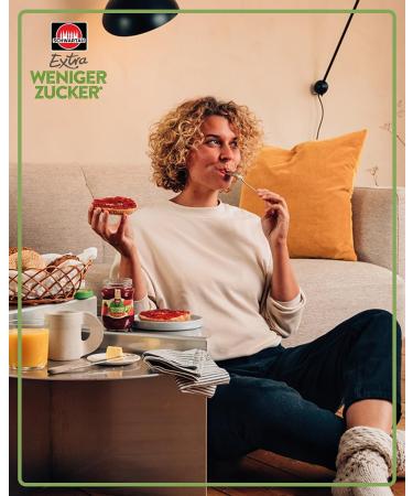Schwartau Extra Less Sugar Strawberry Spread 300g | Reduced Sugar Fruit Jam for Healthier Enjoyment - Buy Internationally - Buy Online on SooperMarket.com