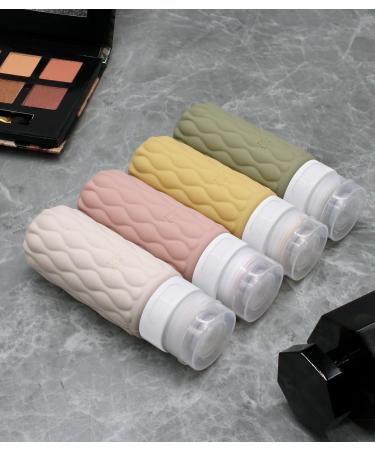 4 Pack Travel Bottles for Toiletries with Labels 100ML Silicone Travel Bottles Set with Clear Zipper Toiletry Bag Leakproof Refillable Squeeze Travel Size Containers for Shampoo Conditioner Clay/Deep Red/Beige/Olive Drab - Buy Online on SooperMarket.com