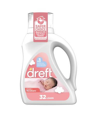 Dreft Stage 1 Newborn Baby Liquid Laundry Detergent Gentle on Sensitive Skin HE Compatible 32 loads
