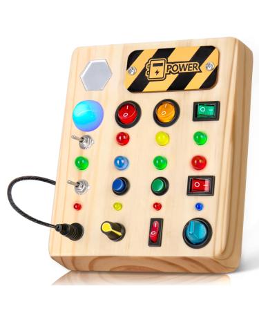 Norbase Montessori Toy Busy Board with LED Montessori Baby Toys from 1 2 3 years Activity Board children's toys from 1 year wooden toys from 1 year gifts for young girls