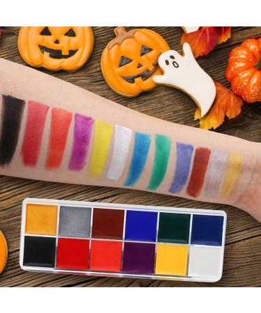 Professional Oil Based Face Paint Palette Set - 12 Flash Colors for Adults, Halloween Makeup & Cosplay - Buy Online on SooperMarket.com