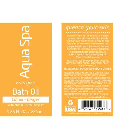 Aqua Spa Energize Bath Oil - 9.25 fl oz | Revitalizing Aromatherapy for Ultimate Relaxation - Buy Online on SooperMarket.com